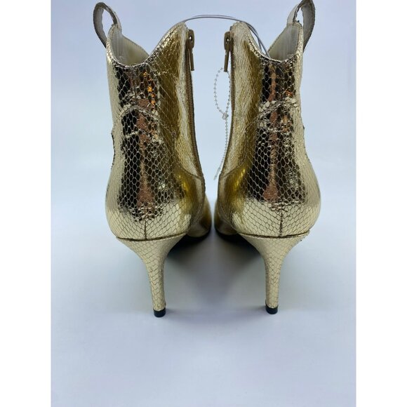 Guess Womens Gold Snake Print Ankle Boots With Pointed Toe & Stiletto Heel Size - Picture 3 of 9